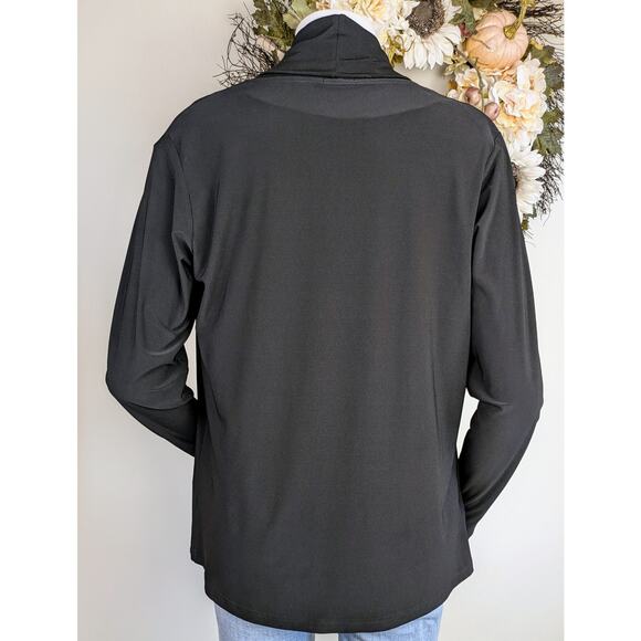 Simpli The Best Black Waterfall Front Stretch Flowy Open Cardigan Size 12 Large - Picture 5 of 9